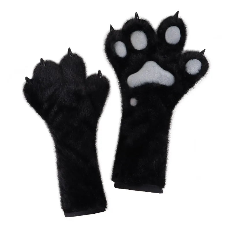 Halloween Fur Animal Claw Gloves – Plush Cosplay Paw Gloves Costume Claw Gloves Nixie