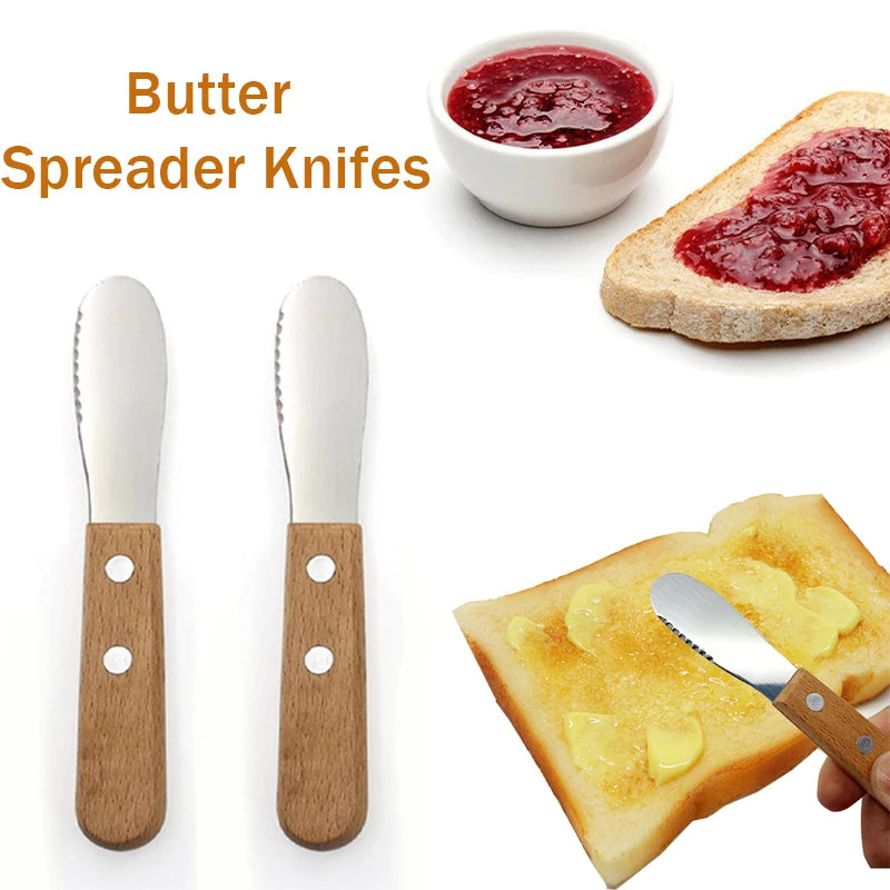 Wooden Handle Stainless Steel Butter & Cheese Spreader Knife Cheese Spreader Knife Nixie
