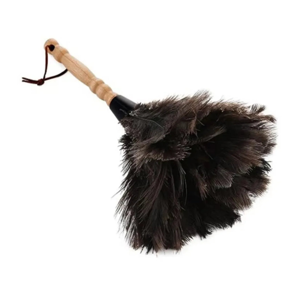 Ostrich Feather Duster Wooden Handle – Anti-Static Home Cleaning