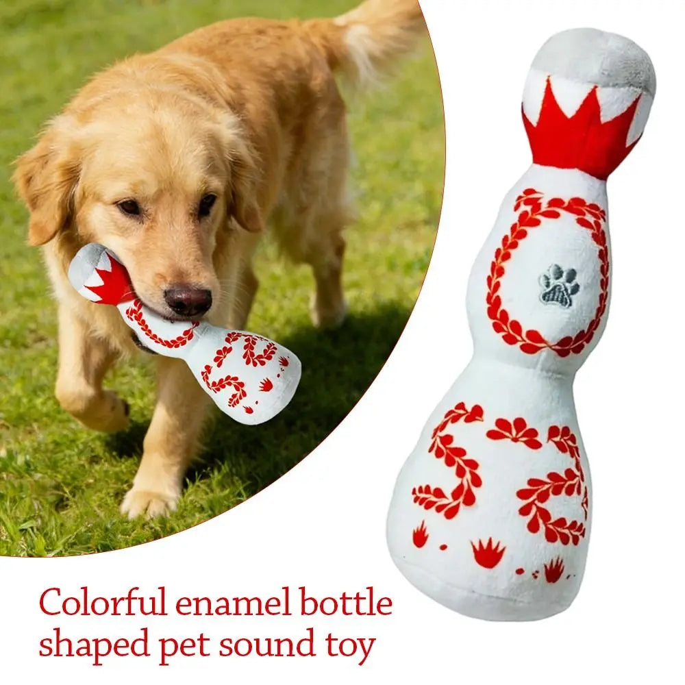 Squeaky Bottle Shape Dog Chew Toy – Soft Plush for Small Dogs