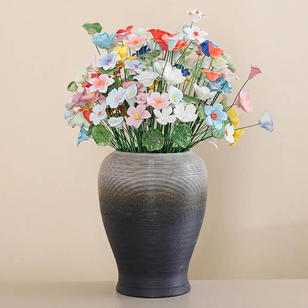 Handmade Ceramic Artificial Rose Flower with Stem | Vase Decor