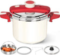 MICHELANGELO Stainless Steel Pressure Cooker 6L 8L – Induction Ready Pressure Cooker Nixie Milky white 8L