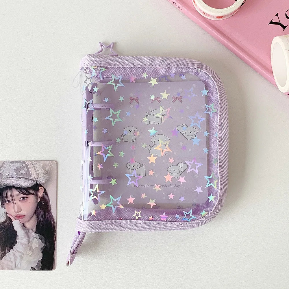 A8 Kpop Photocard Binder | Star Glitter PVC Loose-Leaf Album