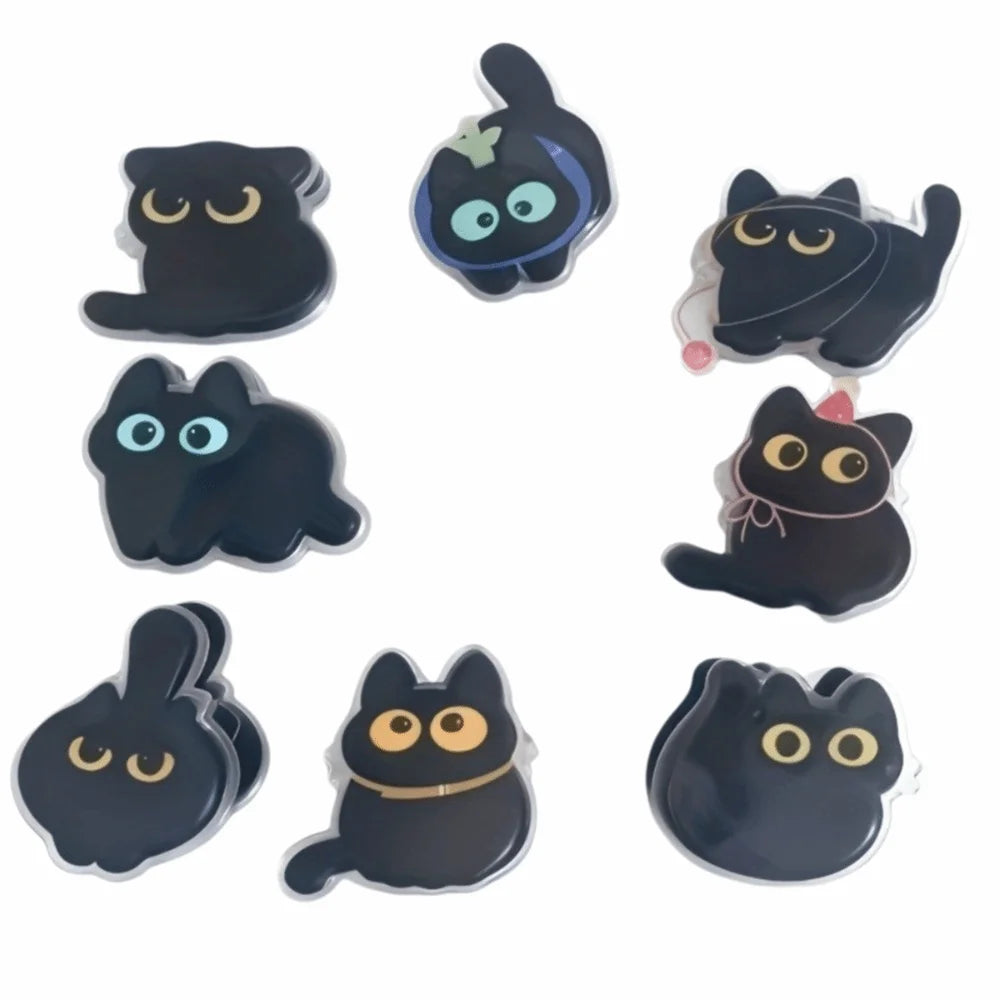 8pcs Acrylic Black Cat Bag Clips – Food Seal & Stationery Food Storage Clips Nixie Black
