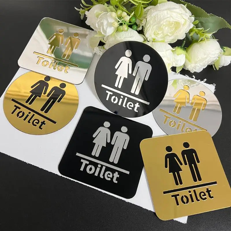 3D Acrylic Self-Adhesive Restroom Sign Men Women – 10cm Restroom Wall Sign Nixie