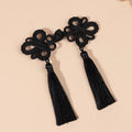 Chinese Knot Tassel Shank Buttons | DIY Plate Buckle 1 Pair Sewing Buttons Nixie Black-A
