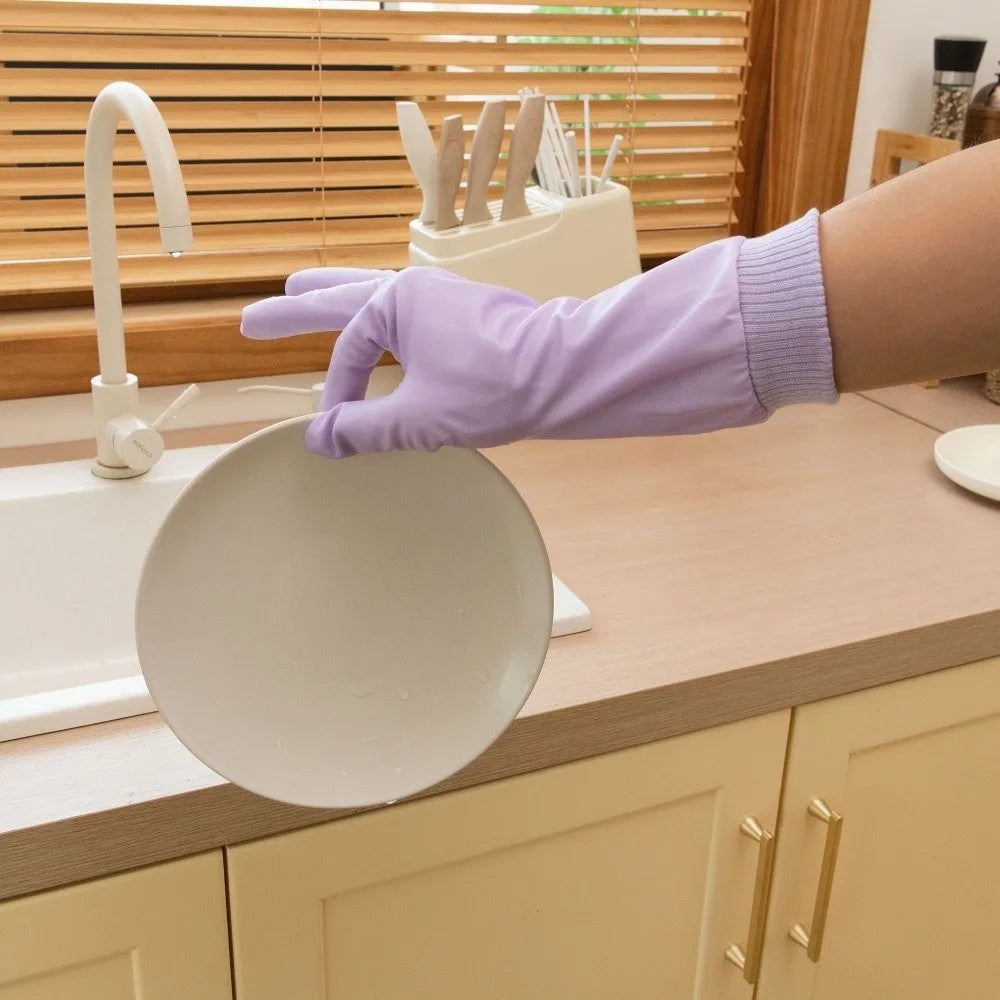 Thickened Rubber Dishwashing Gloves – Waterproof Kitchen Gloves