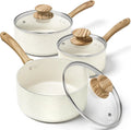 MICHELANGELO 3-Piece Granite Non-Stick Saucepan Set with Lids