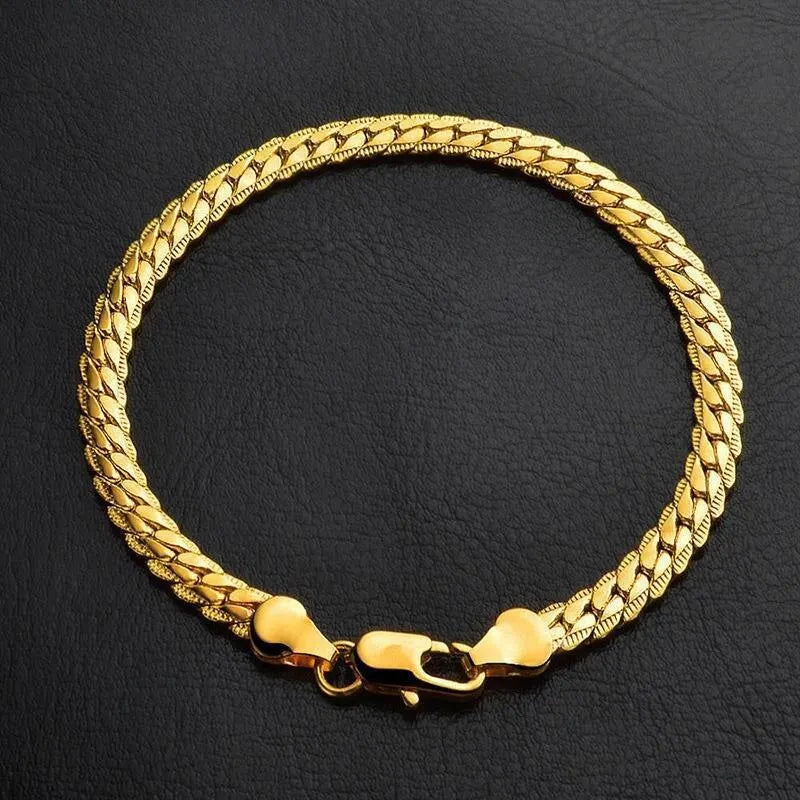 Unisex 5mm Copper Link Bracelet with Lobster Clasp | Gold & Silver Chain Link Bracelet Nixie SKU1