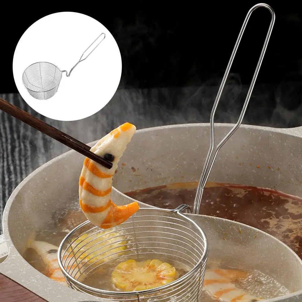 Stainless Steel Fry Basket with Pot Rim Hook & Anti-Slip Handle Fry Basket Nixie