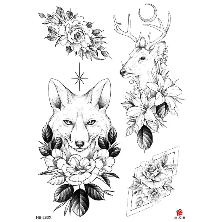Temporary Tattoo Stickers – Snake, Rose & Peony | 14 Sheets Temporary Tattoo Sticker Nixie 26