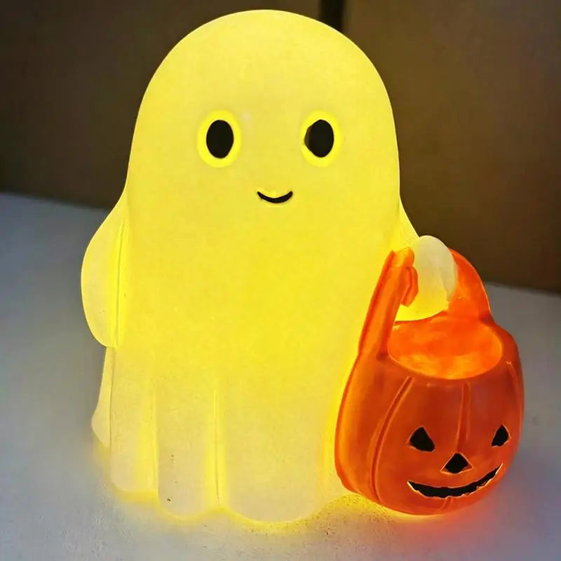 Cute Halloween Ghost Resin Statue – Mini Desktop Shelf Décor Halloween Resin Ornament Nixie A16