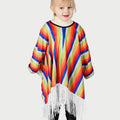 Kids Mexican Poncho Striped Ethnic Costume Cape w/ Tassels Kids Costume Cape Nixie Style 3