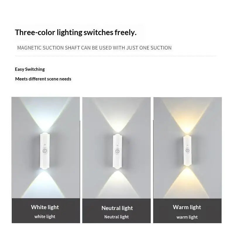 LED Motion Sensor Night Light RGB Dual USB Rechargeable Wall Lamp LED Motion Sensor Light Nixie A1