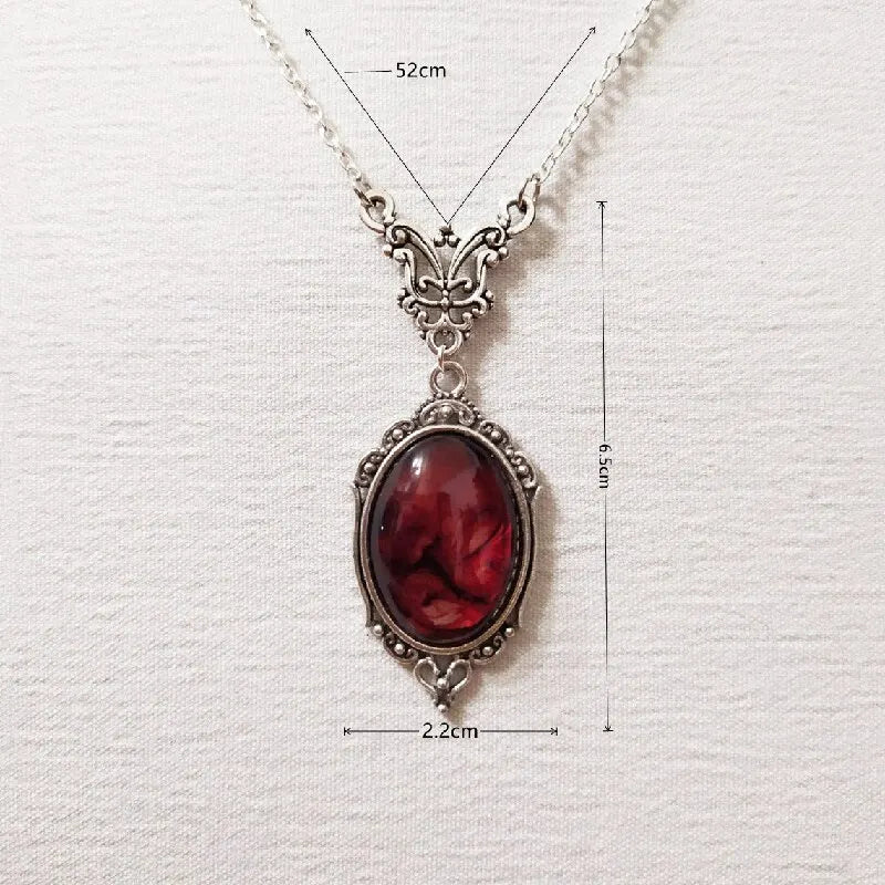 Vintage Oval Embossed Crystal Glass Pendant Necklace Pendant Necklace Nixie