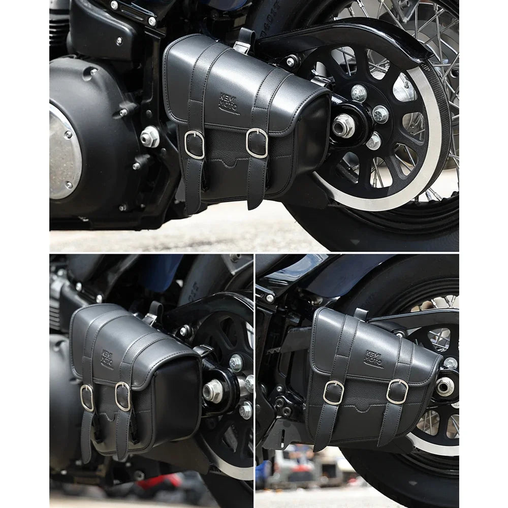 Retro Motorcycle Swingarm Saddlebag Left Side PU Leather Solo Bag Motorcycle Saddlebag Nixie