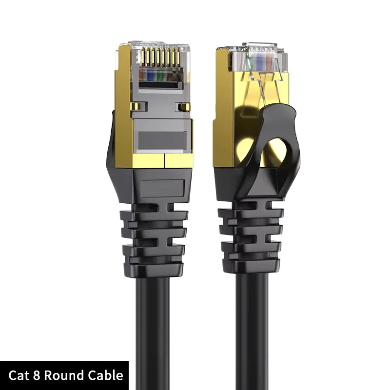 CAT8 Ethernet Cable 40Gbps 2000MHz Shielded Flat RJ45 Patch Cord Ethernet Patch Cable Nixie CAT8 Round 0.5M