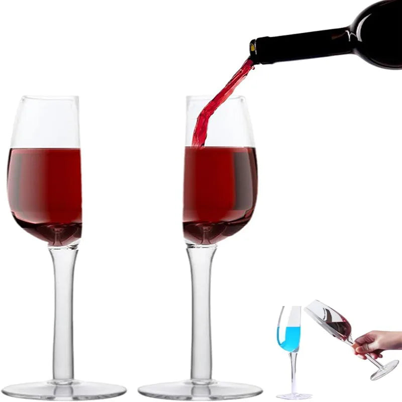 Half Wine Glass Set of 2 | Novelty Crystal Clear Wine Glasses Novelty Wine Glasses Nixie