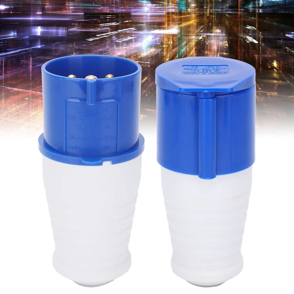 32A IP44 Industrial Plug & Connector Set 3-Pin 220-250V 2-Pack Industrial Plug Connector Nixie