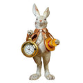 Gentleman Bunny Figurine Pocket Watch Clock – Easter Decor Decorative Figurine Clock Nixie Orange