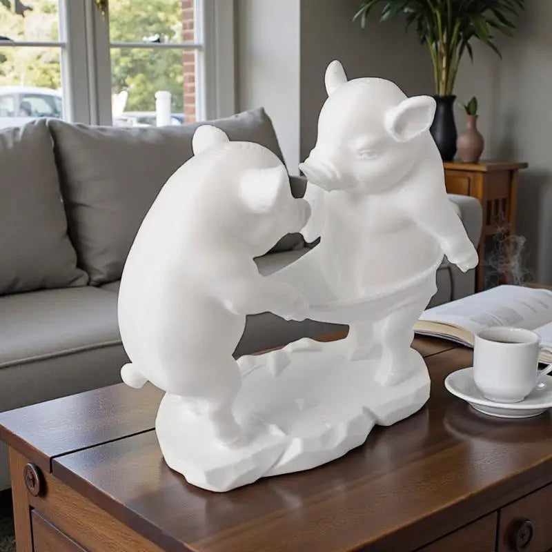 Cute Cartoon Pig Figurine – 3D Printed Matte Desk Ornament Decorative Figurine Nixie