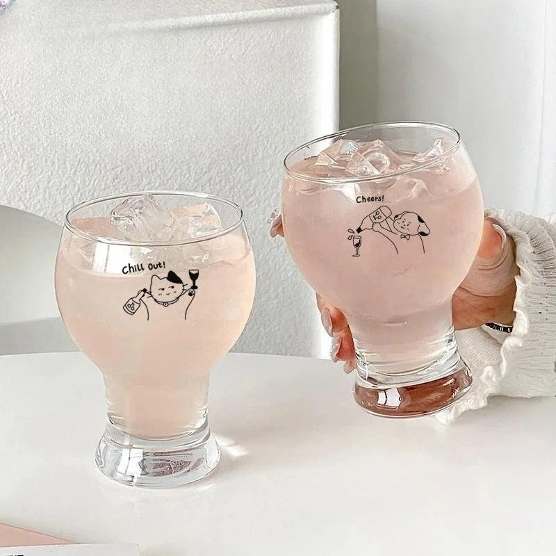 Cartoon High-Footed Glass Cup 420ml – Beer & Juice Glasses Decorative Glass Cup Nixie