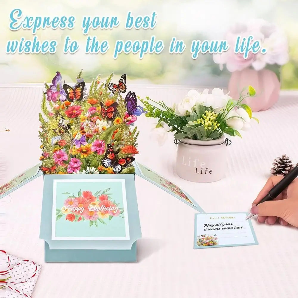 3D Pop-Up Flower Bouquet Greeting Card – Birthday & Wedding Pop-Up Greeting Card Nixie