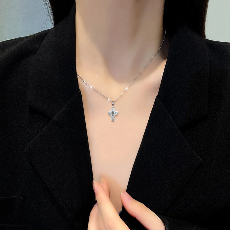 Women's Cross Pendant Stainless Steel Choker Necklace Pendant Necklace Nixie