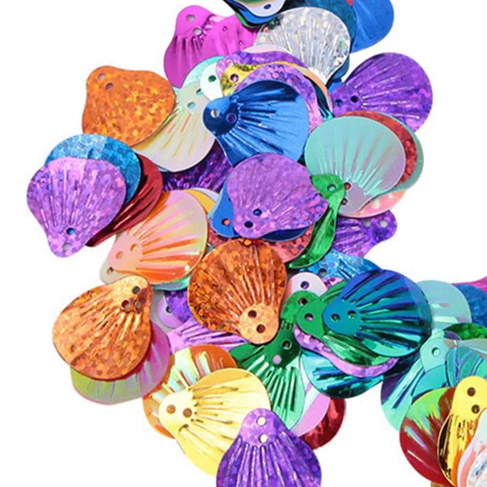 50g Shell Sequins 18x20mm Double Hole PVC for DIY Crafts Craft Sequins Nixie