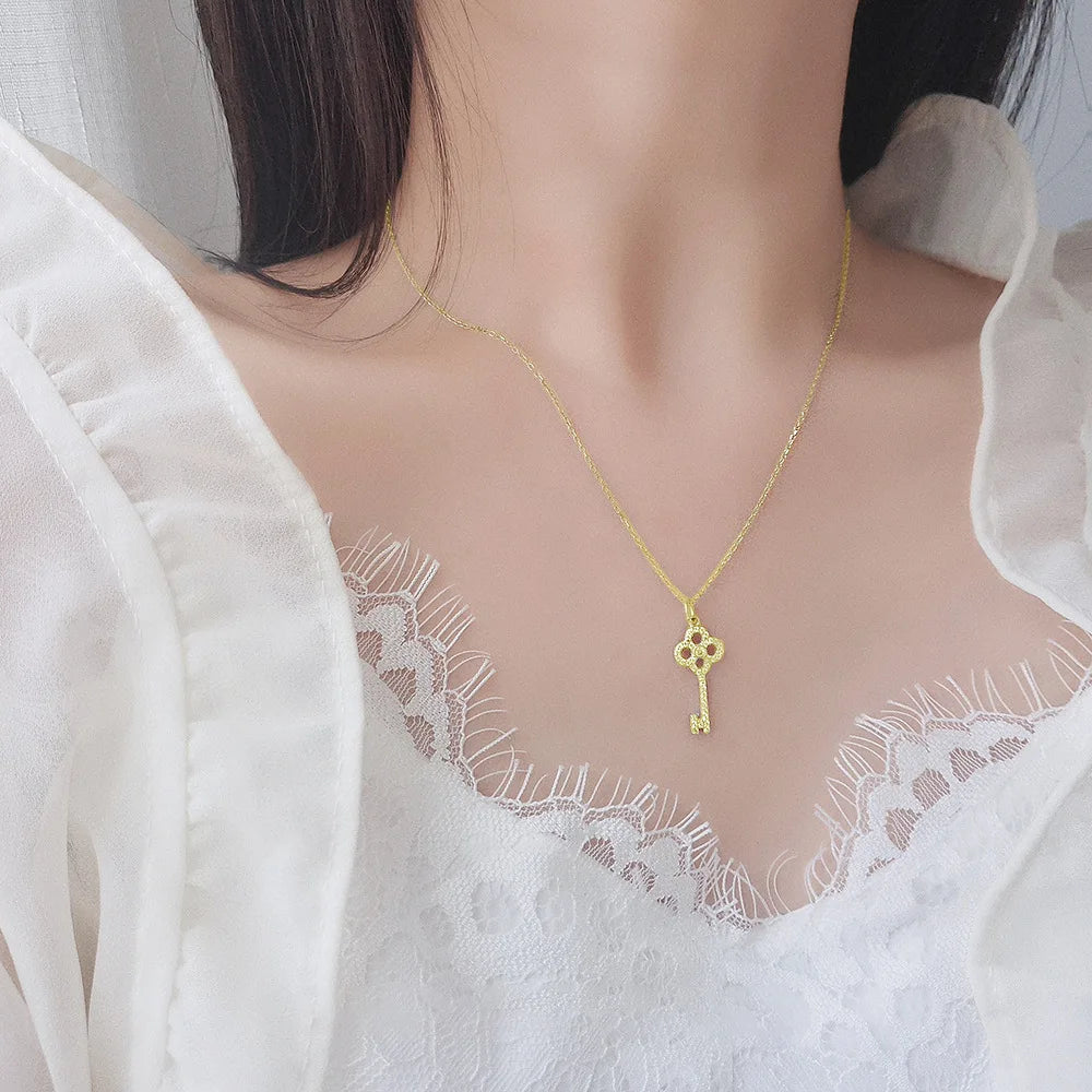 Gold-Plated Copper Key Pendant Necklace for Women | Minimalist Pendant Necklace Nixie