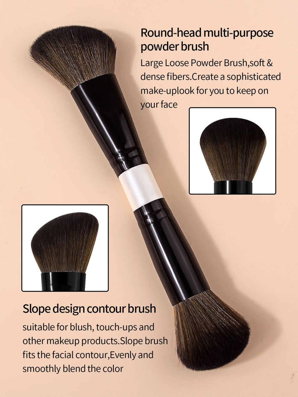 Dual-Ended Makeup Brush – Foundation, Powder, Blush & Contour Makeup Brush Nixie