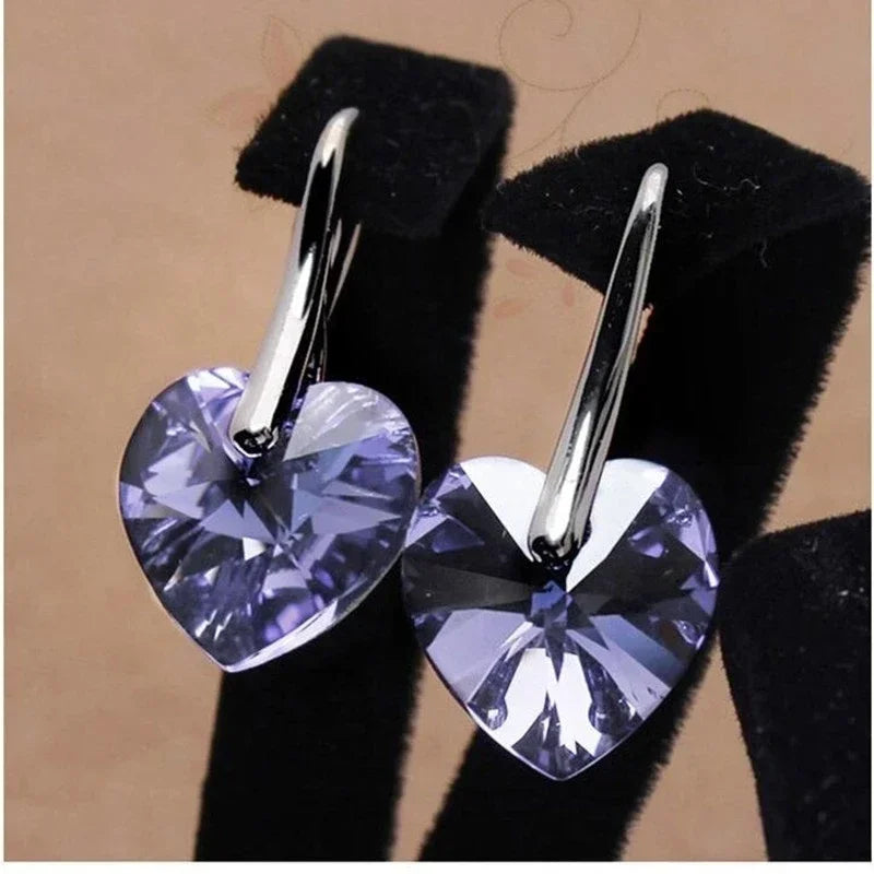 Crystal Heart Drop Earrings – Bridal Wedding Jewelry for Women Drop Earrings Nixie