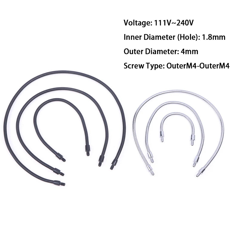 M4 Flexible Gooseneck Microphone Hose – Black & Silver, 10–40cm Gooseneck Microphone Hose Nixie