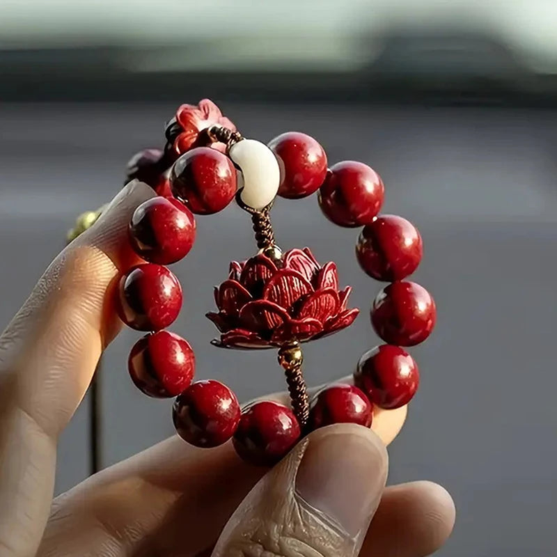Lotus Cinnabar Car Rearview Mirror Pendant – Good Luck Charm Car Mirror Pendant Nixie