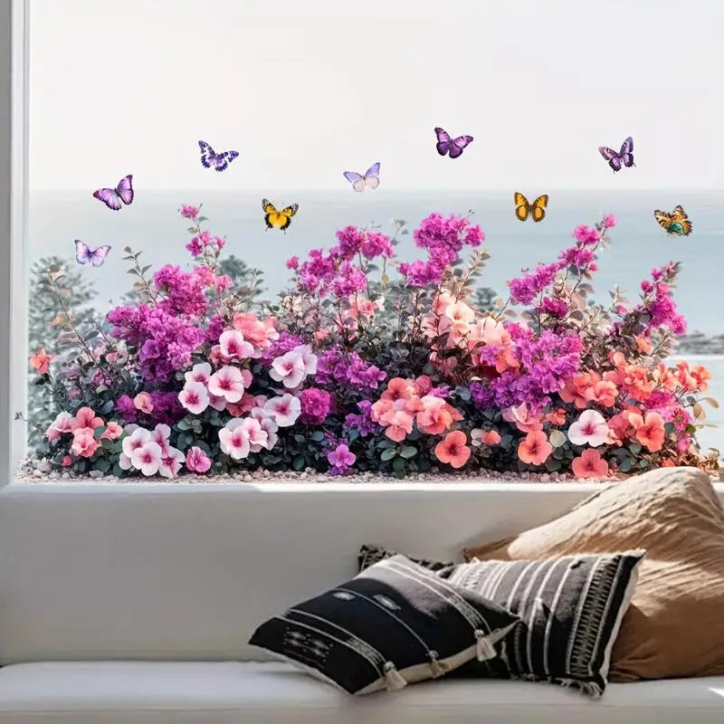 Wildflower Static Window Stickers – Removable Waterproof PVC Decals Window Decal Stickers Nixie