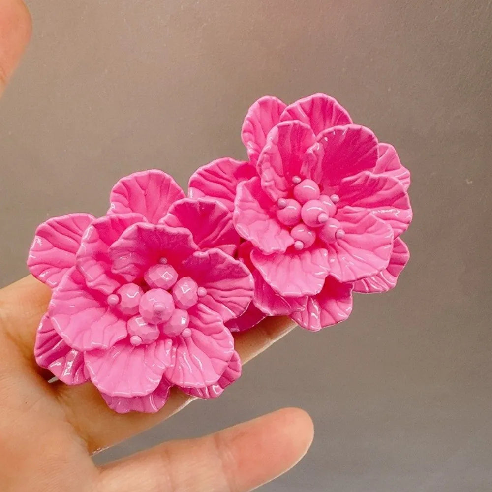 Beaded Camellia Stud Earrings – Lightweight Floral Fashion Jewelry Stud Earrings Nixie