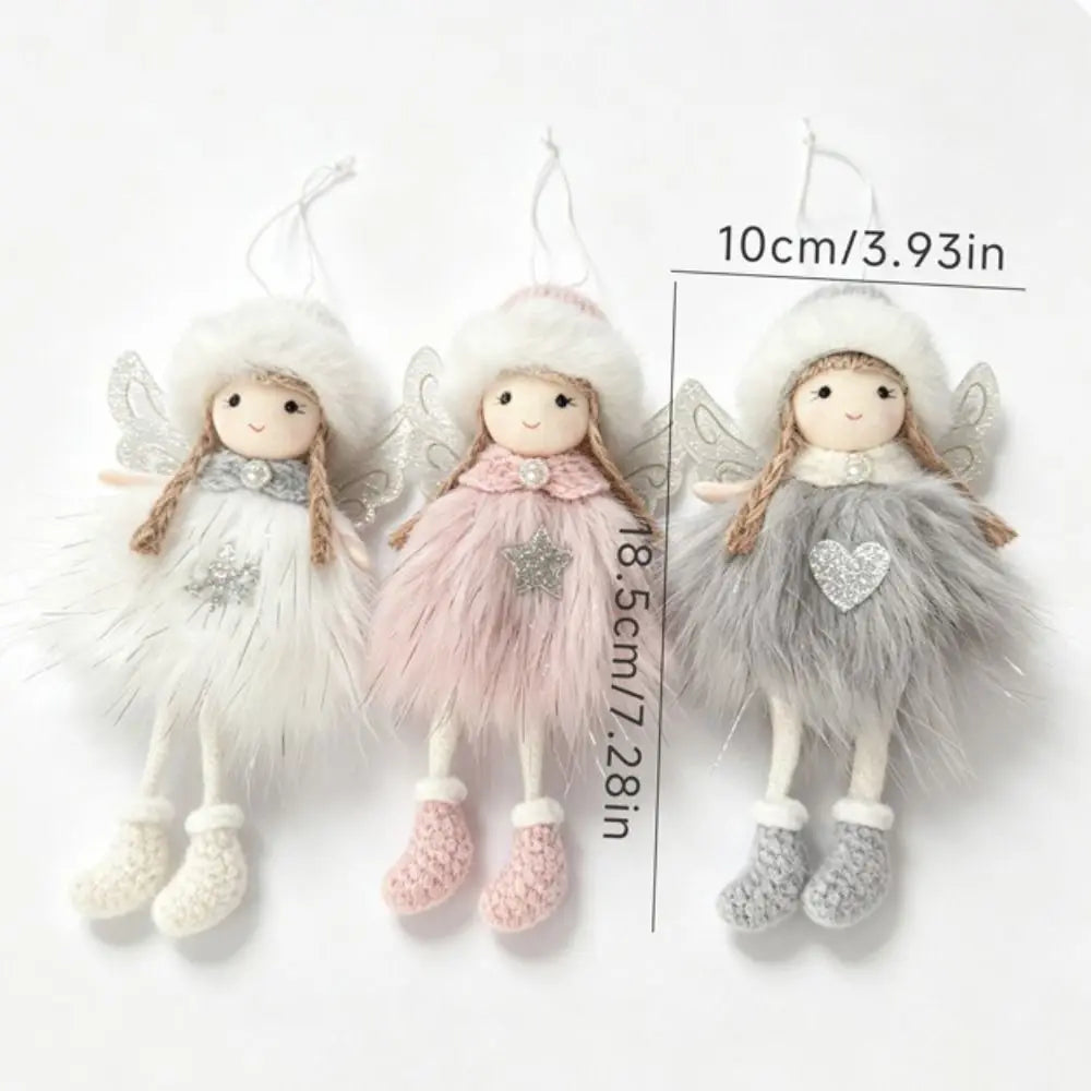 Plush Christmas Angel Ornament – Fluffy Wings Hanging Pendant Christmas Ornament Nixie