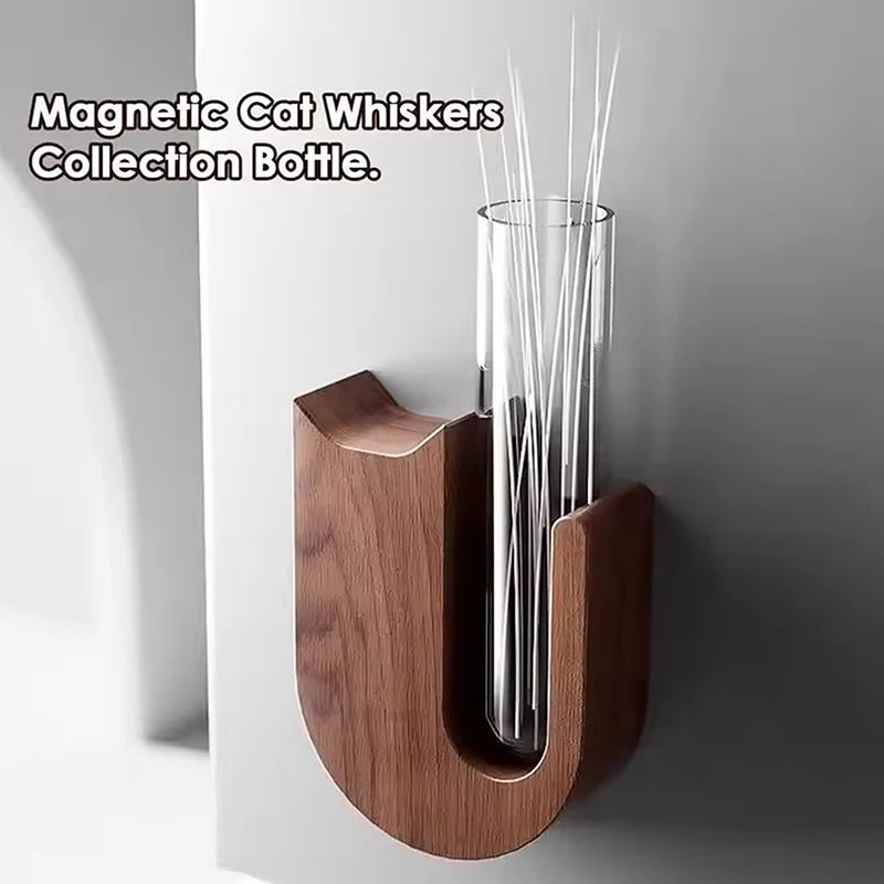 Cat Whisker Vase Fridge Magnet – Wood & Glass Pet Keepsake Pet Keepsake Decor Nixie