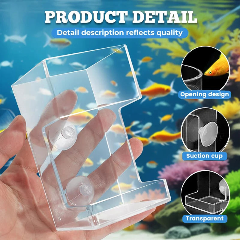Acrylic Fish Food Holder for Fish Tank – Dish Tray & Suction Cup Aquarium Fish Feeder Nixie