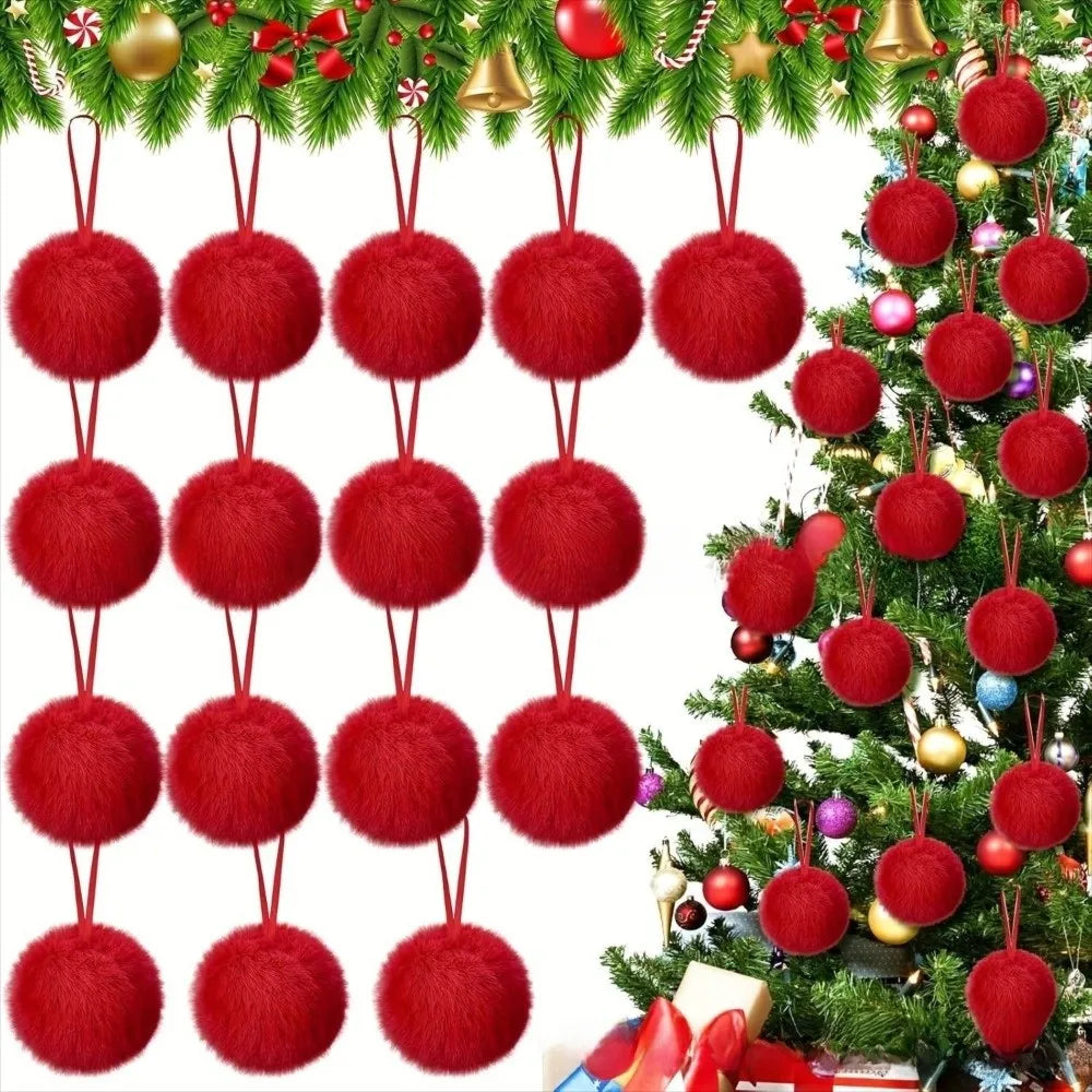 12PCS Soft Plush Christmas Ball Ornaments – Pom Pom Xmas Decor Christmas Ornaments Nixie