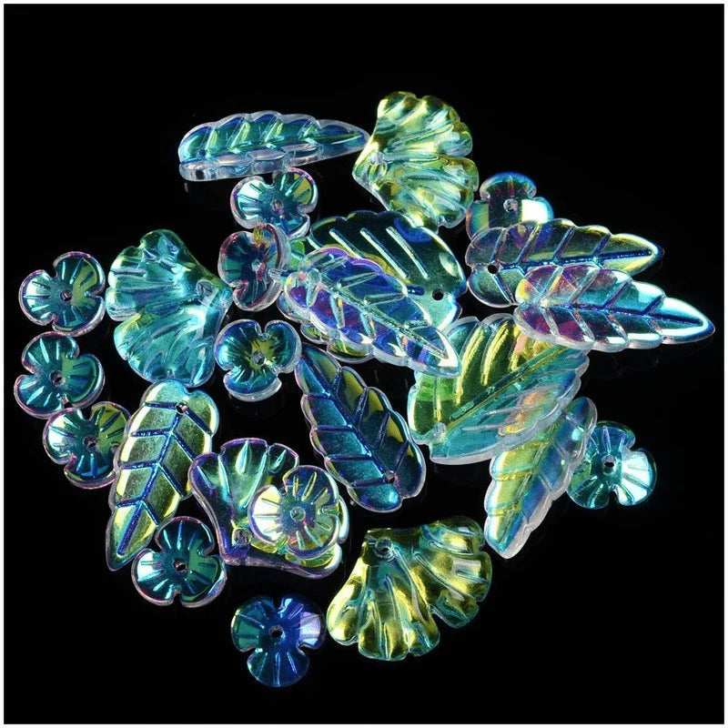 20pcs AB Glass Flower Beads for DIY Jewelry Making Glass Jewelry Beads Nixie 22-Mix