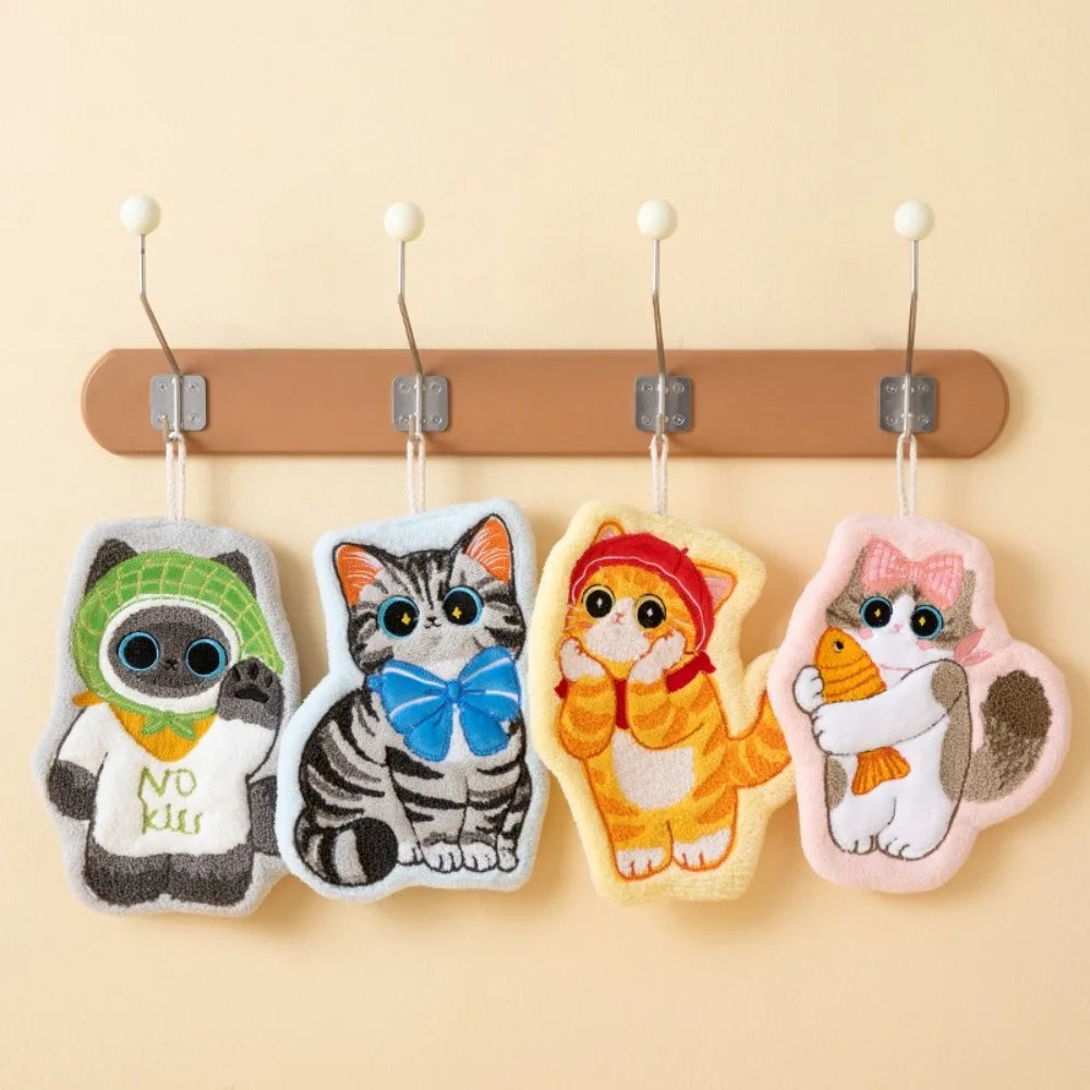 Cute Cat Coral Fleece Hand Towel – Soft & Absorbent Coral Fleece Hand Towel Nixie