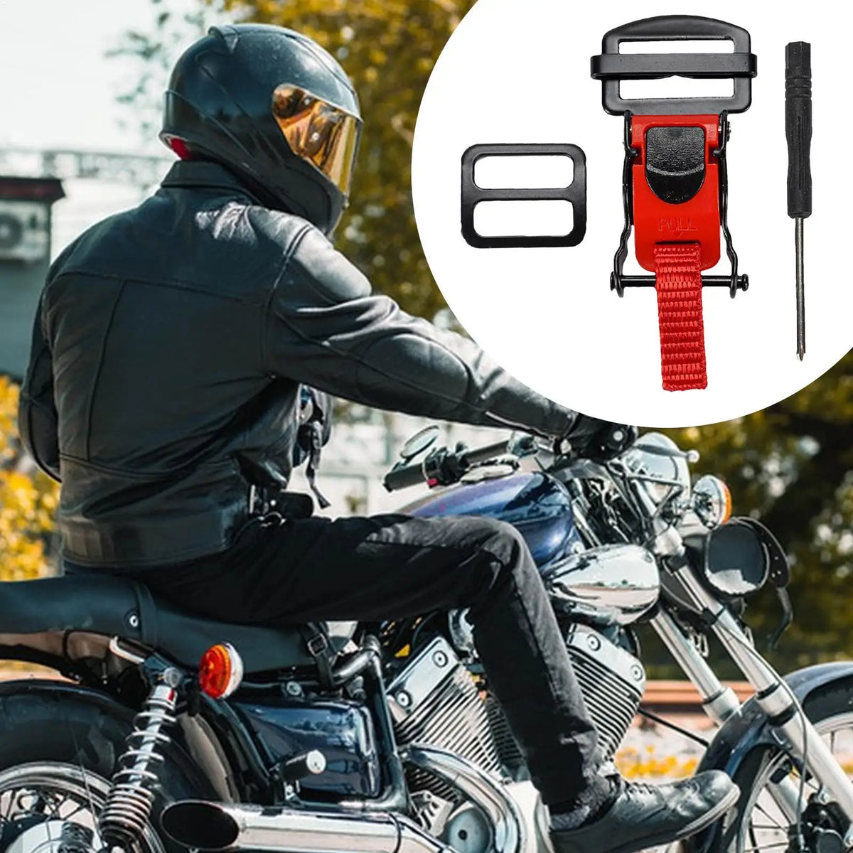 Motorcycle Helmet Quick Release Chin Strap Double D-Ring Buckle