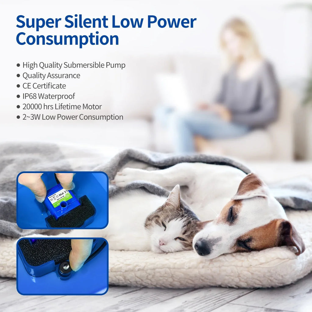2L Automatic Cat Water Fountain with LED Light & Filter Pet Water Fountain Nixie