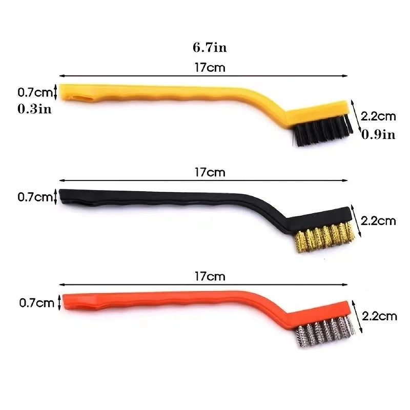 7" Stainless Steel & Brass Wire Brush Set – 3-Piece Cleaning Kit Wire Brush Set Nixie
