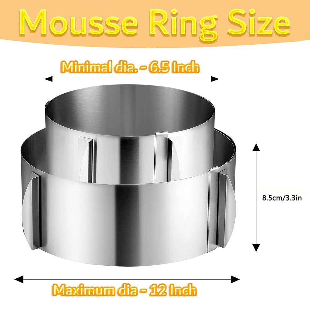 Adjustable Stainless Steel Round Cake Mold & Pastry Cutter