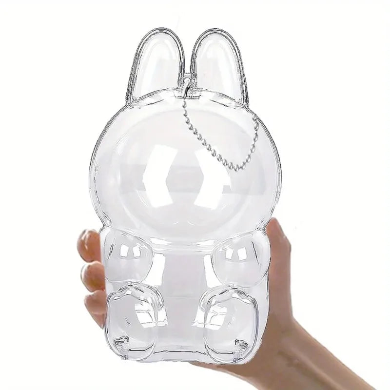 Labubu Doll Acrylic Display Case 6.3" with Keychain Doll Display Case Nixie 1PC Sitting