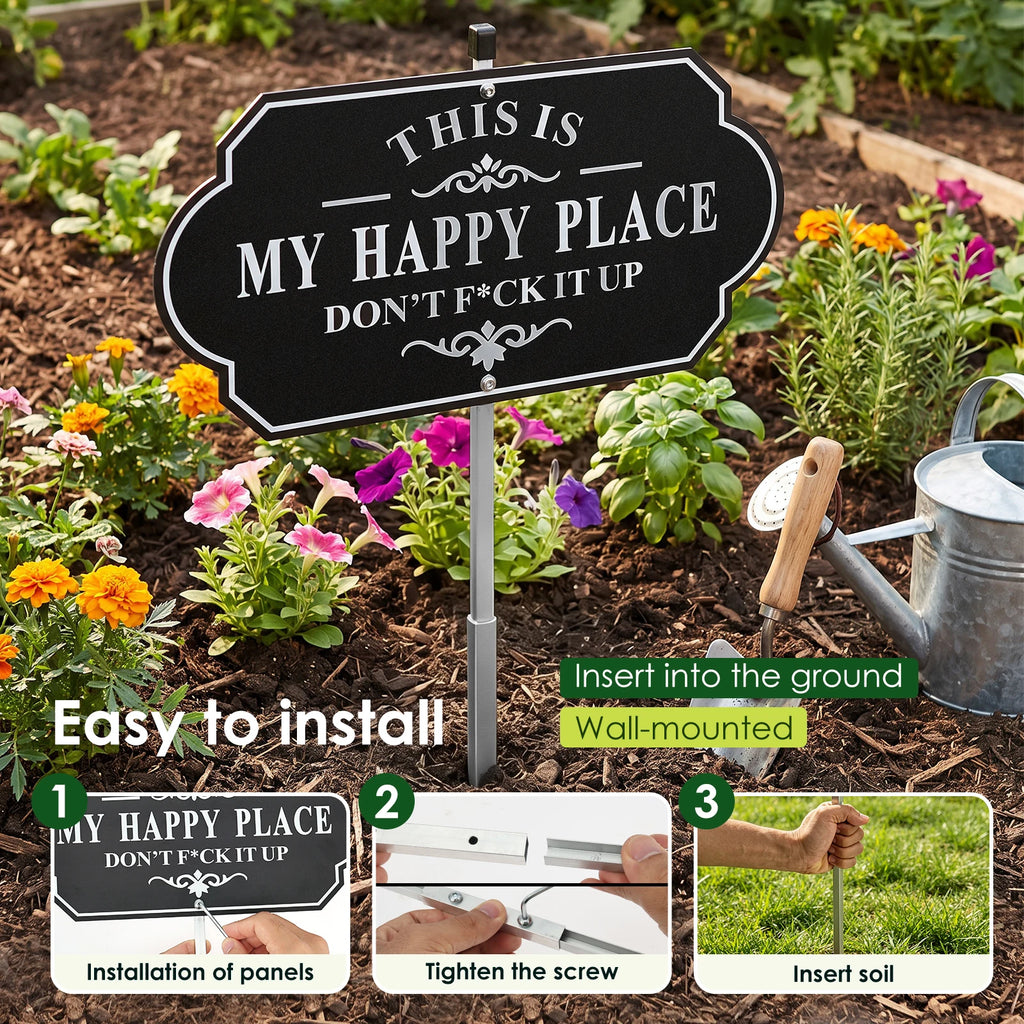 Funny Happy Place Aluminum Metal Sign – Outdoor Door & Garden Novelty Metal Sign Nixie