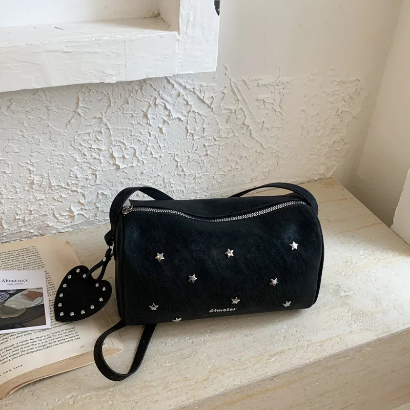 Korean Pillow Crossbody Bag with Star Detail | Women's Bag Crossbody Shoulder Bag Nixie Black