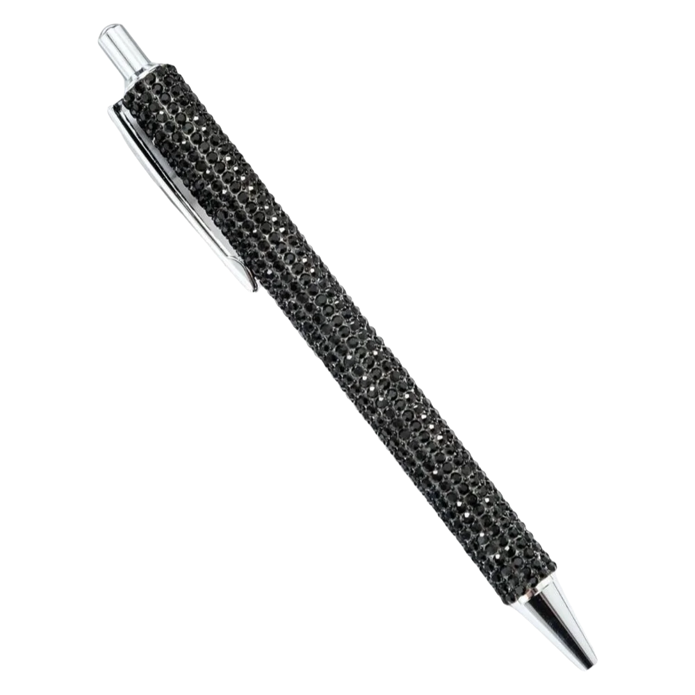 Metal Rhinestone Ballpoint Pen – Retractable Crystal Bling Rhinestone Ballpoint Pen Nixie Black